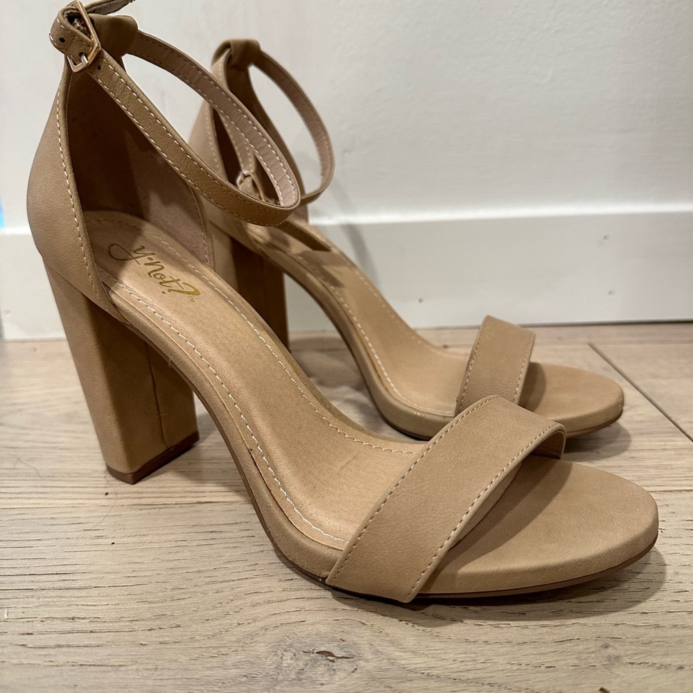 Tan heels, worn once. Size 8.5